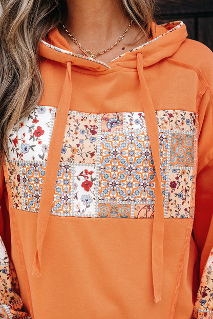 floral patchwork hoodie