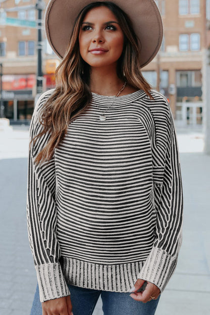 striped knit sweater