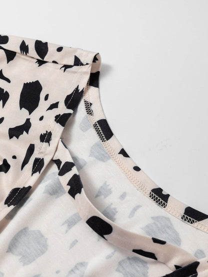 Khaki Leopard Print Twist Open Back Plus Size Top