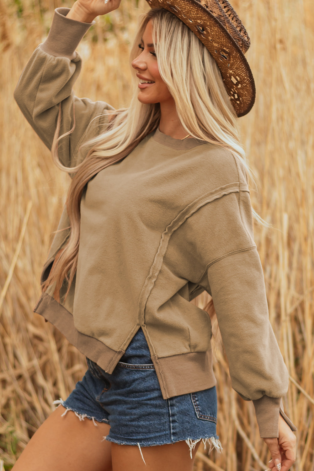 khaki sweatshirt