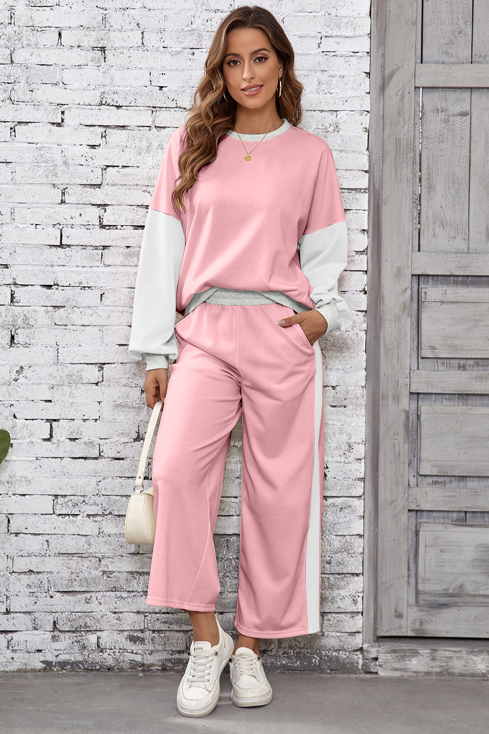 color block pant set