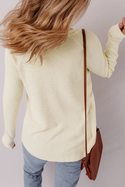 textured knit long sleeve top