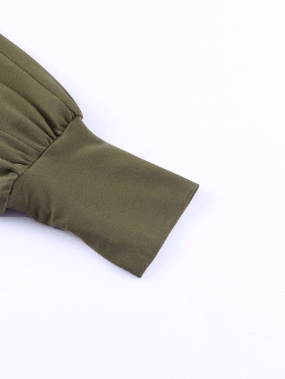 Green Patchwork Oversized Drop Shoulder Top