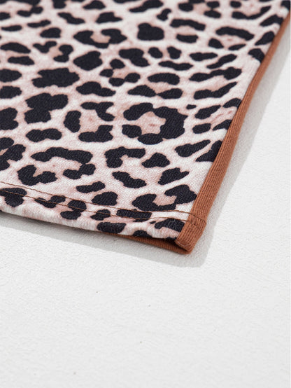 Golden Leopard Sequin Colorblock Long Sleeve Top