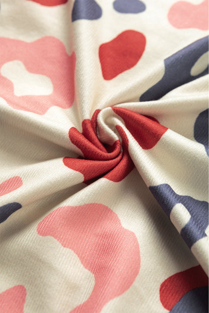 Leopard Print Batwing Sleeve White Plus Blouse