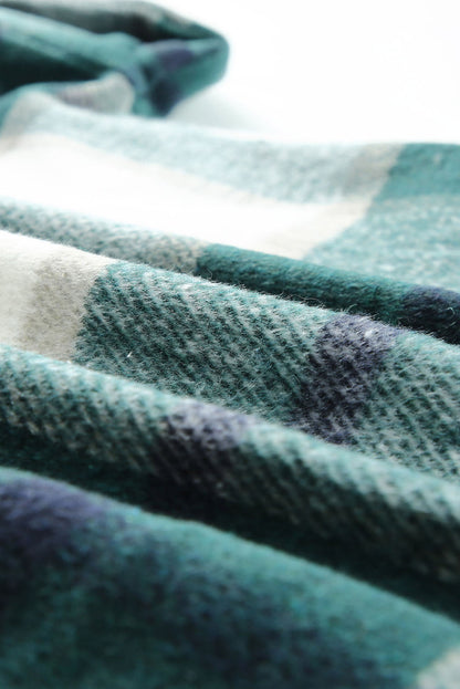 Green Plaid Hooded Button-Up Shacket