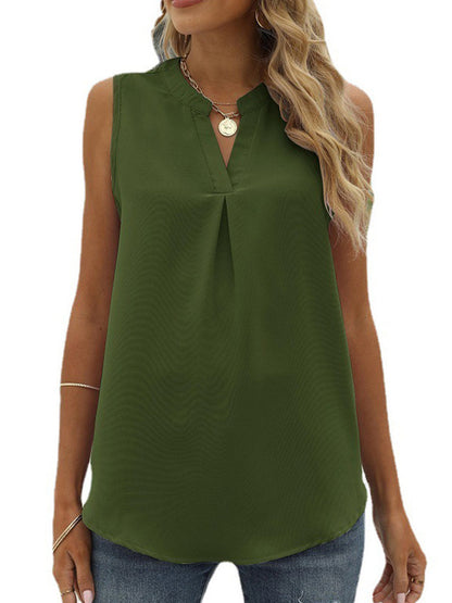 Tank Tops - Tops Solid Shirt Loose V-Neck Pullover Sleeveless Tank Top - MsDressly