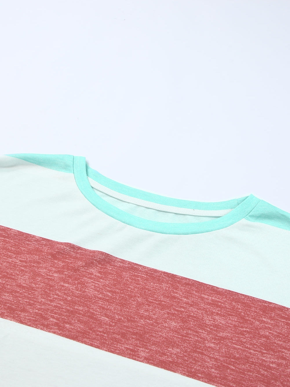 Green Striped Colorblock Shift Top for Curvy Women