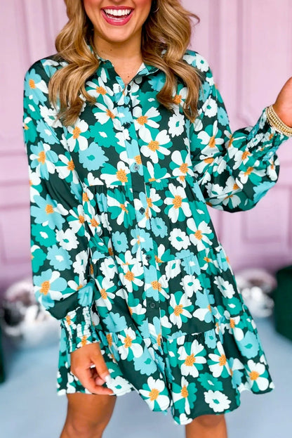 puff sleeve floral dress