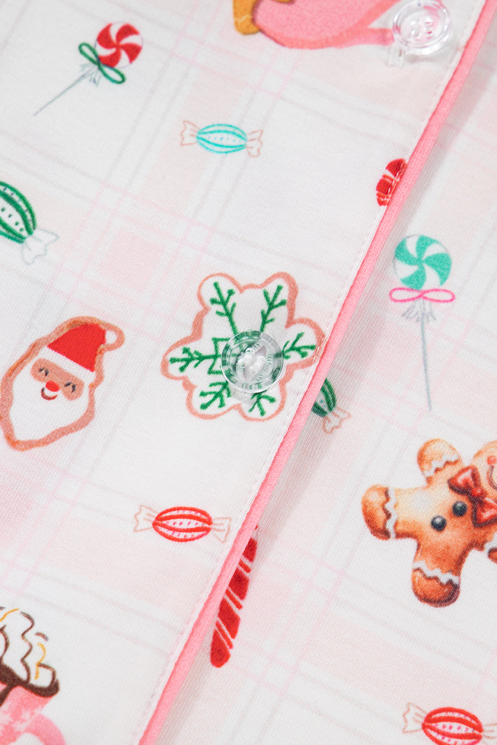 Pink Christmas Spirit Cute Holiday Print Short Sleeve Shirt and Pants 2pcs Pajama Set