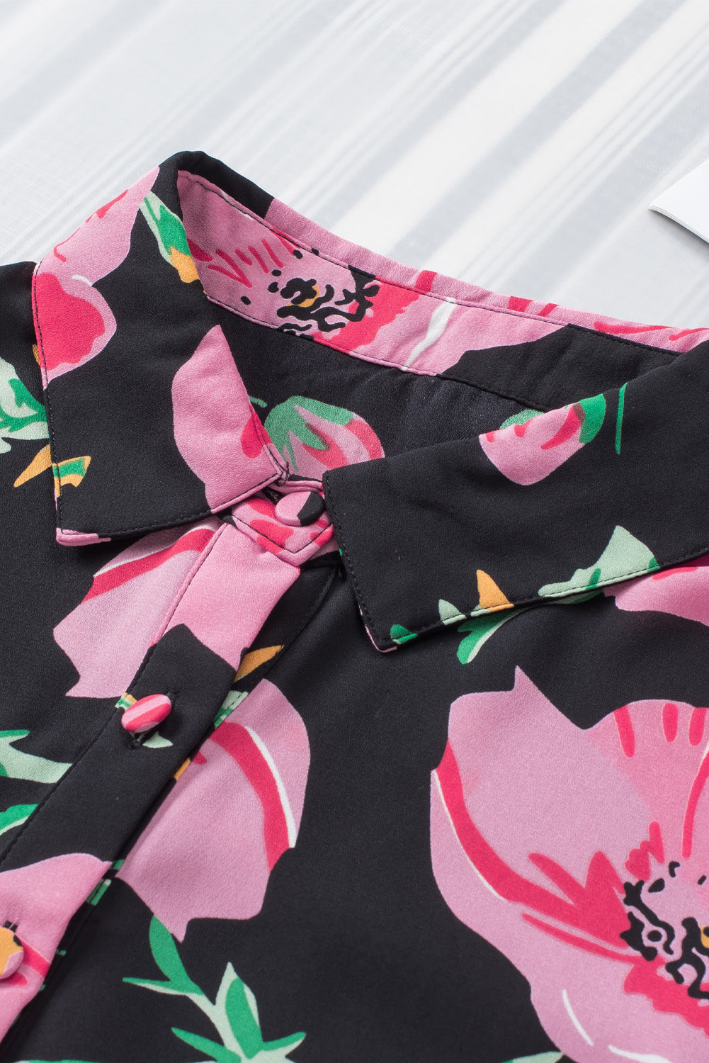 Elegant Floral Print Puff Sleeve Blouse