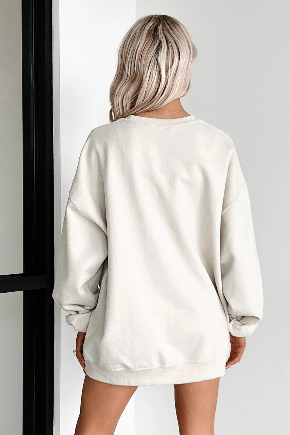 White GIDDY UP COWGIRL Embroidered Graphic Oversize Sweatshirt