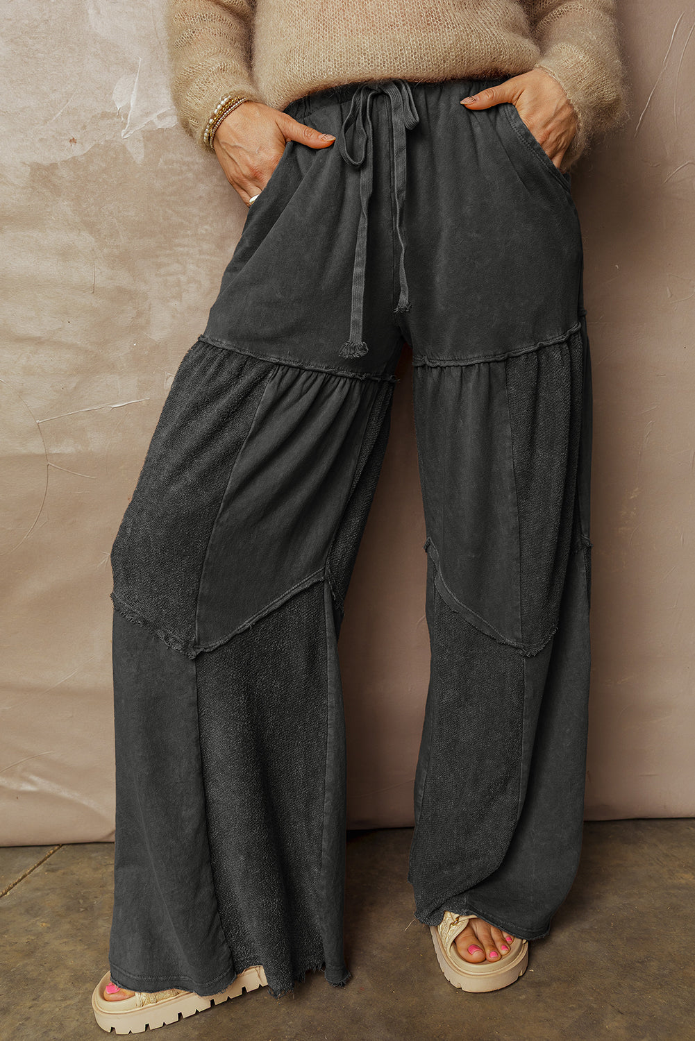 black wide leg pants