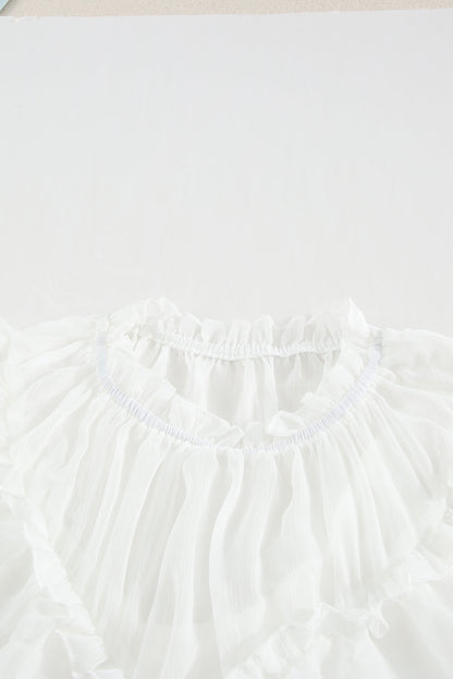 Elegant White Chiffon Ruffle Tank Top