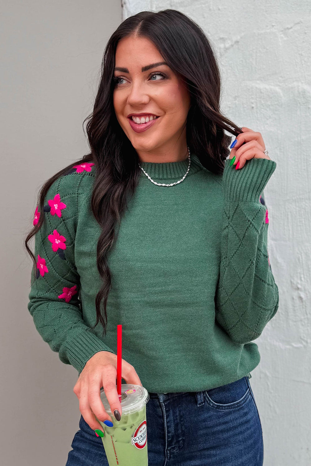 Evergreen Hazel Floral Embroidered Sweater