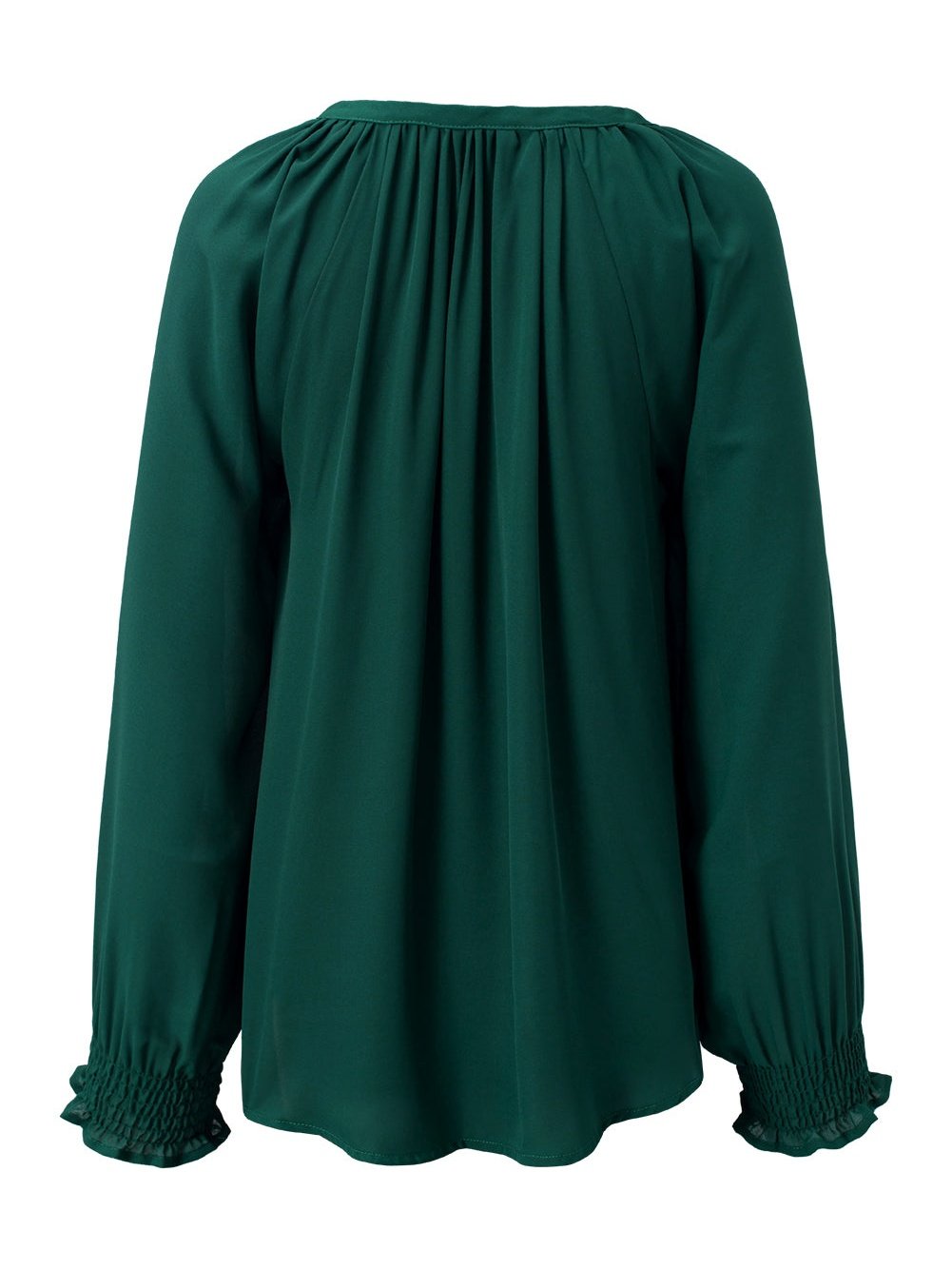 Elegant Green V Neck Puff Sleeve Top