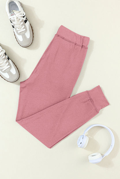 Fushia Drawstring Elastic Waistband Pocketed Joggers