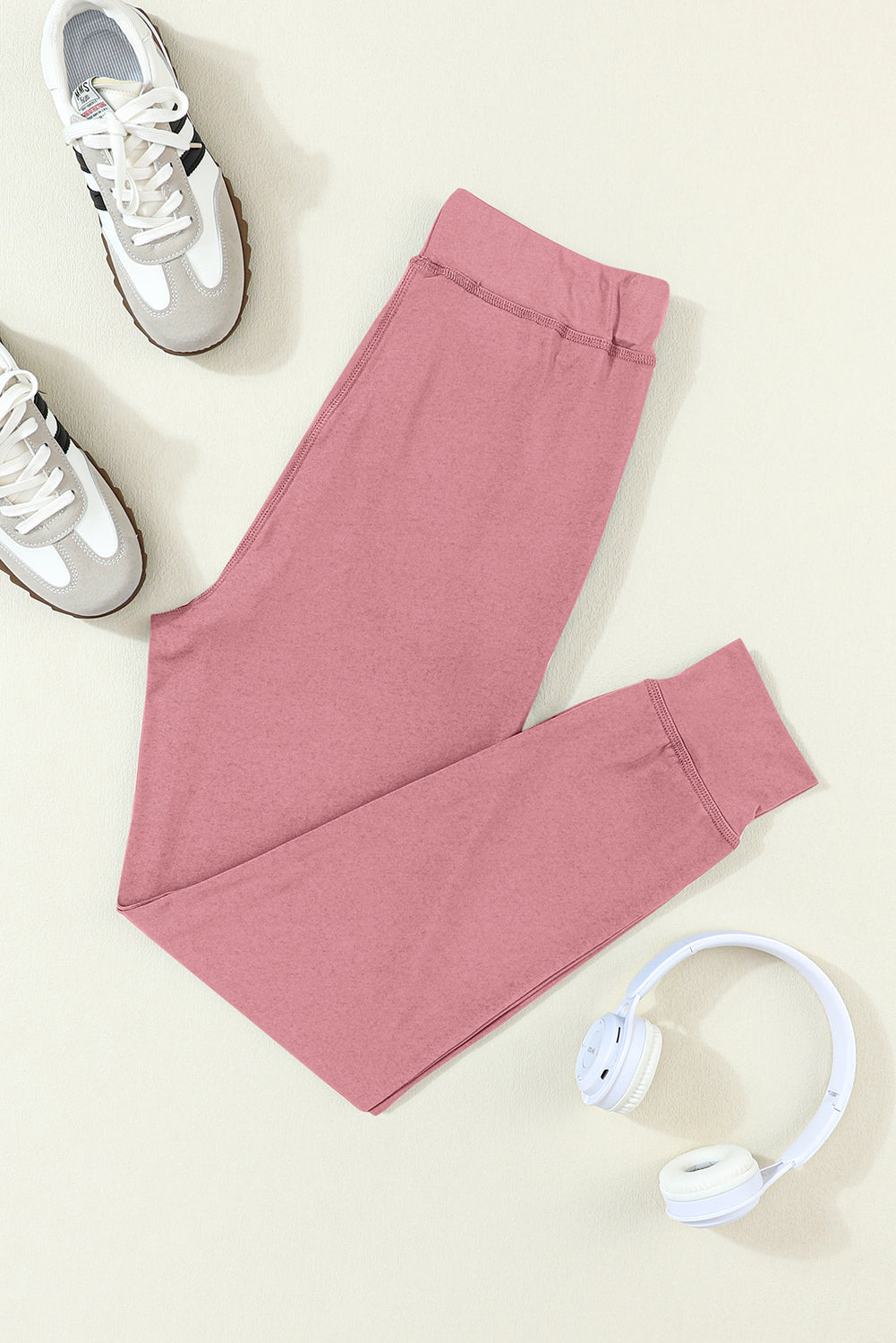 Fushia Drawstring Elastic Waistband Pocketed Joggers