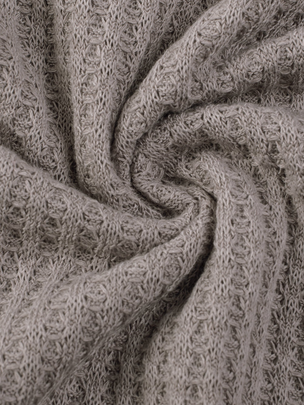 Simply Taupe Waffle Knit Drop Shoulder Button V Neck Plus Size Top