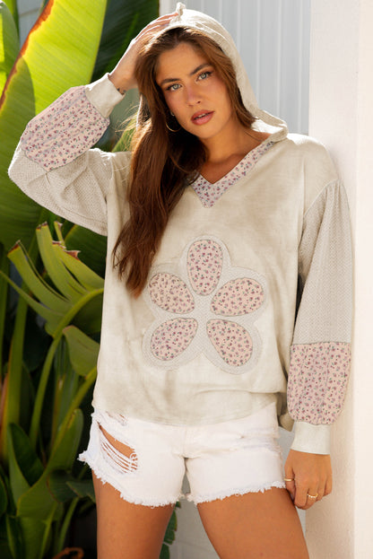 floral patchwork hoodie