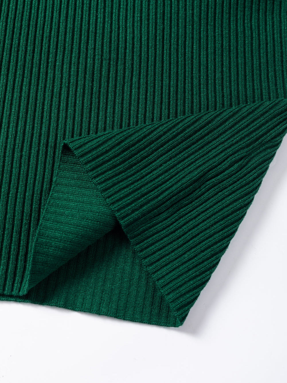 Jungle Green Plus Size Mock Neck Chest Pocket Short Sleeve Sweater