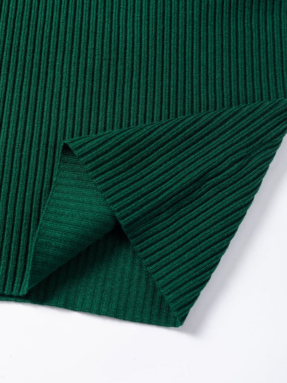 Jungle Green Plus Size Mock Neck Chest Pocket Short Sleeve Sweater