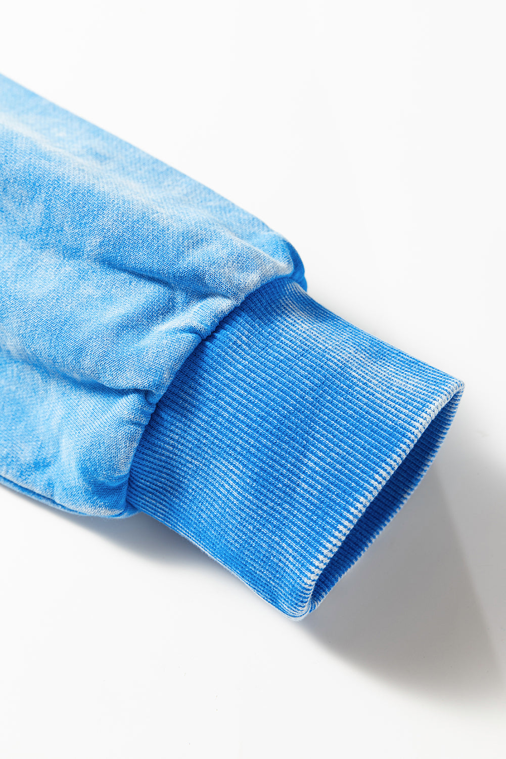 Blue Mineral Wash Raw Seam Double Patched Pocket Drop Shoulder Sweatshirt