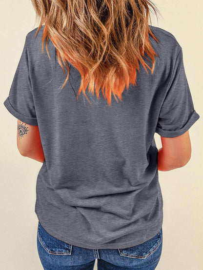 Baseball Heart Print Gray Crew Neck Tee