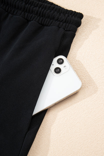 black hoodie short set