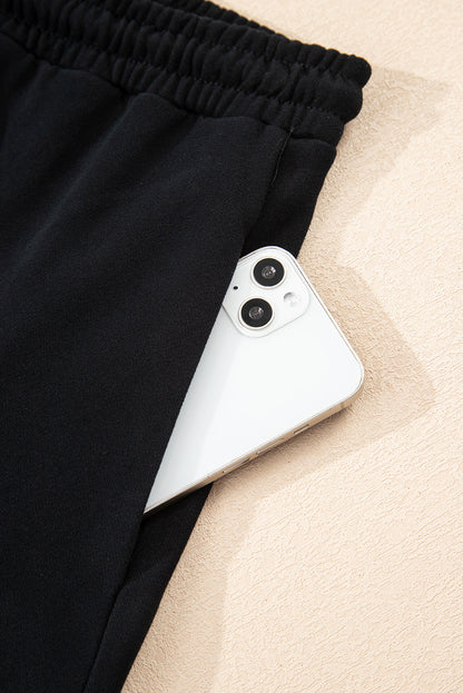 black hoodie short set