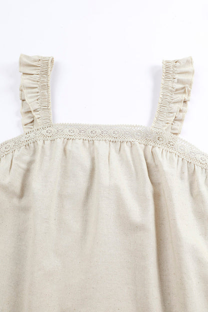 Elegant Lace Detail Square Neck Tank Top