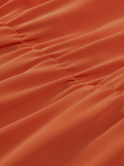 Russet Orange Plus Size Ruffled Hem Sleeveless Long Dress