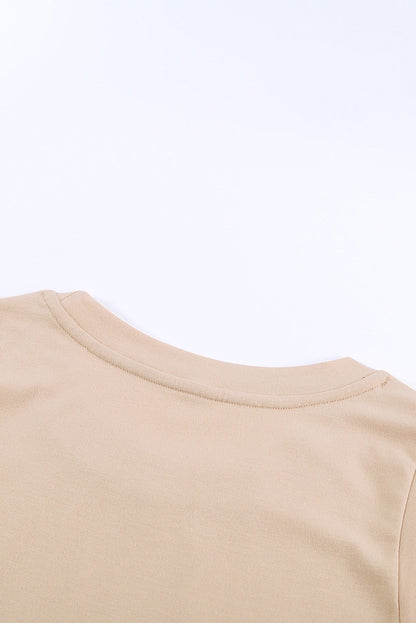 Apricot Colorblock Sleeveless Tank Top with Round Neck