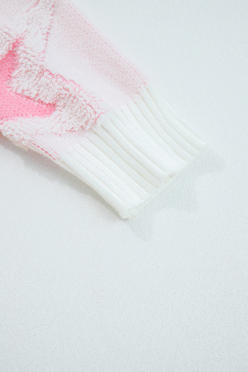 Sachet Pink Oversized Cute Star Pattern Ribbed Edge Drop Shoulder Sweater