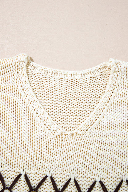 v neck drop shoulder sweater