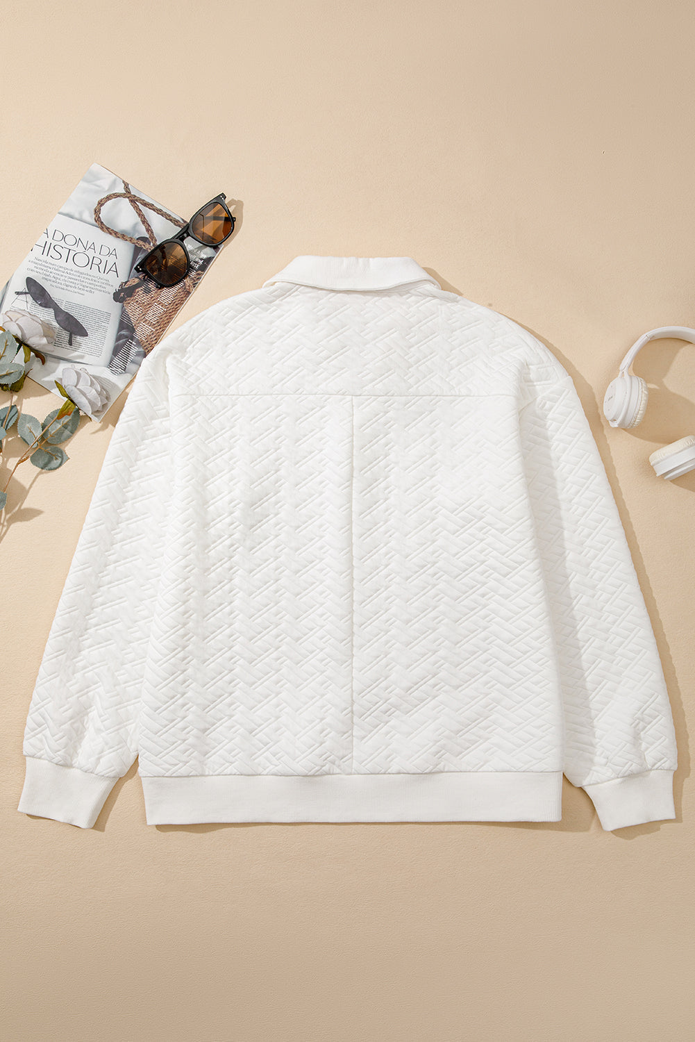 white textured sweatshirt