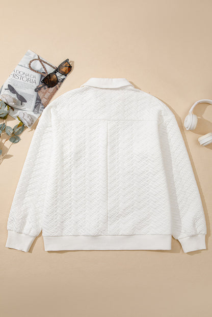 white textured sweatshirt