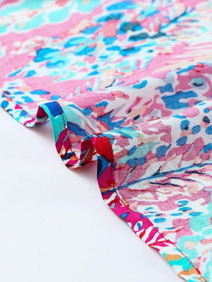 Vintage Print Puff Sleeve Maxi Dress