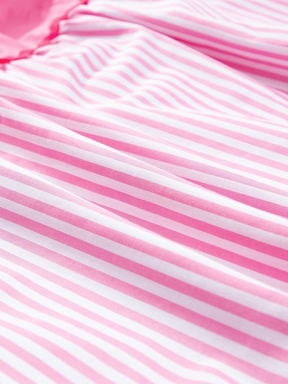 Pink Ricrac Stripe Block Puff Sleeve A-Line Shift Dress