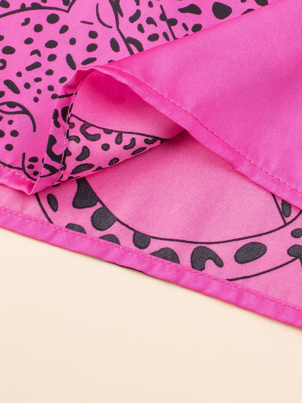 Rose Cheetah Print Half Sleeve Buttoned Plus Size Mini Dress