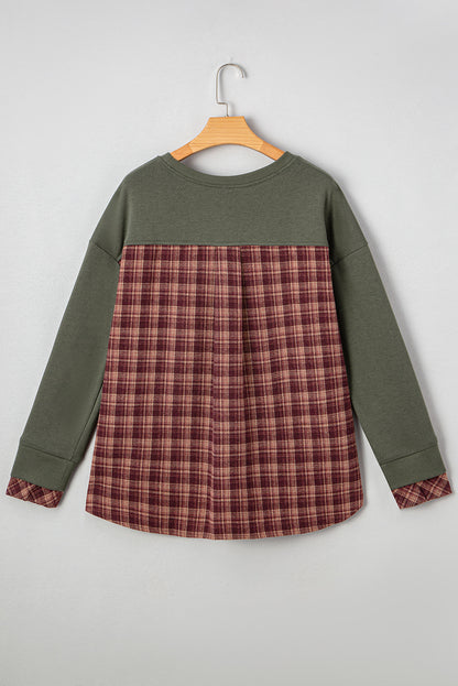 plaid patchwork sweatshirt