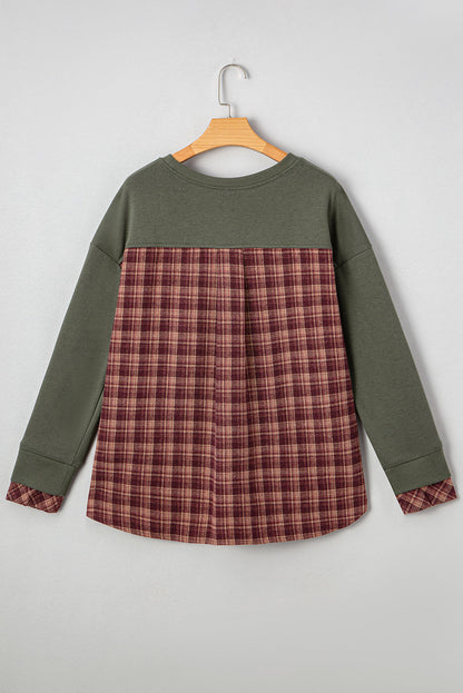 plaid patchwork sweatshirt