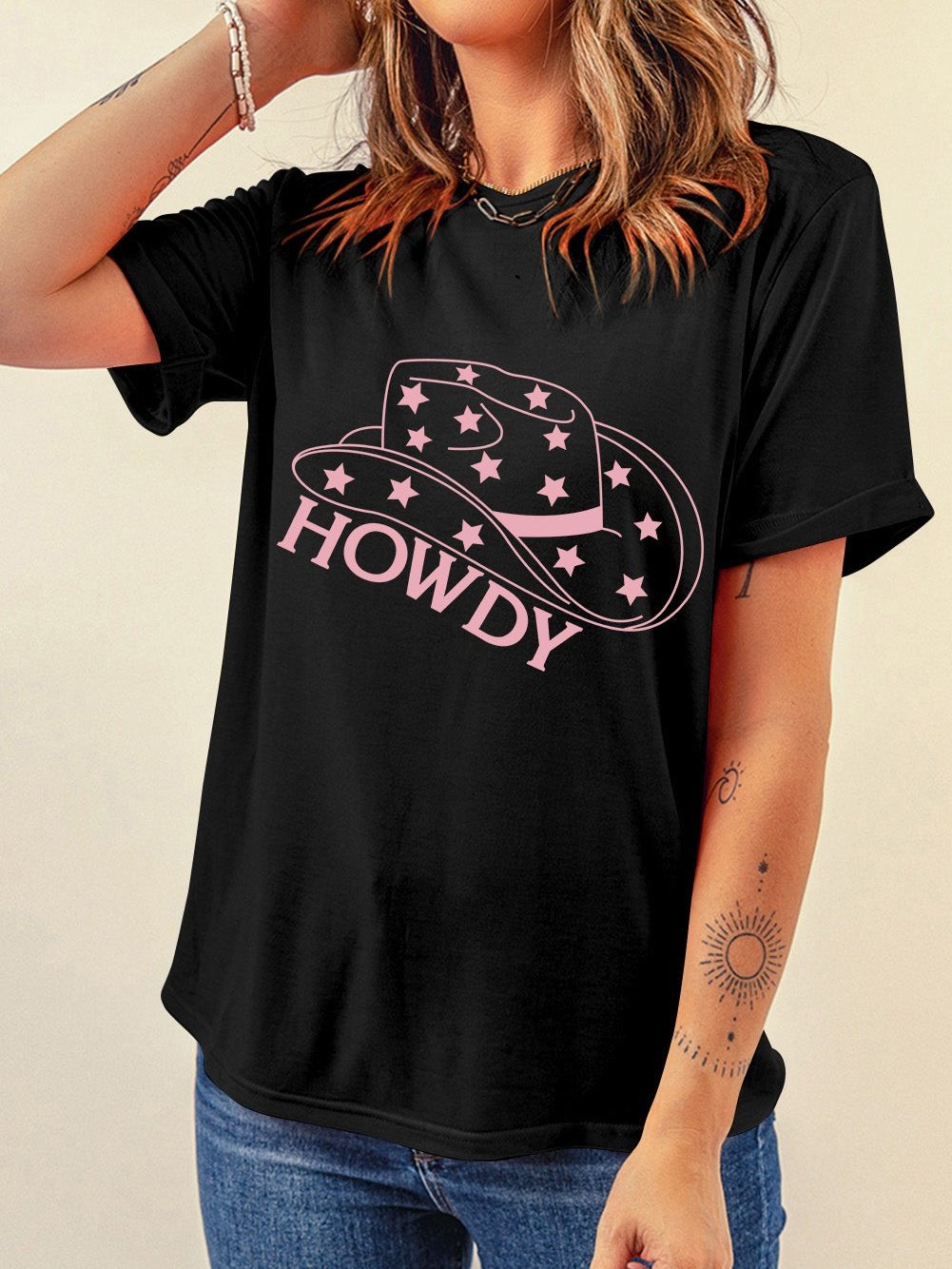 HOWDY Cowboy Hat Print Western Graphic Tee
