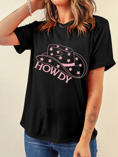 HOWDY Cowboy Hat Print Western Graphic Tee