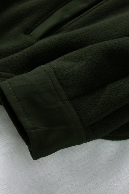 Green Stylish Button-Up Shirt Jacket with Collar