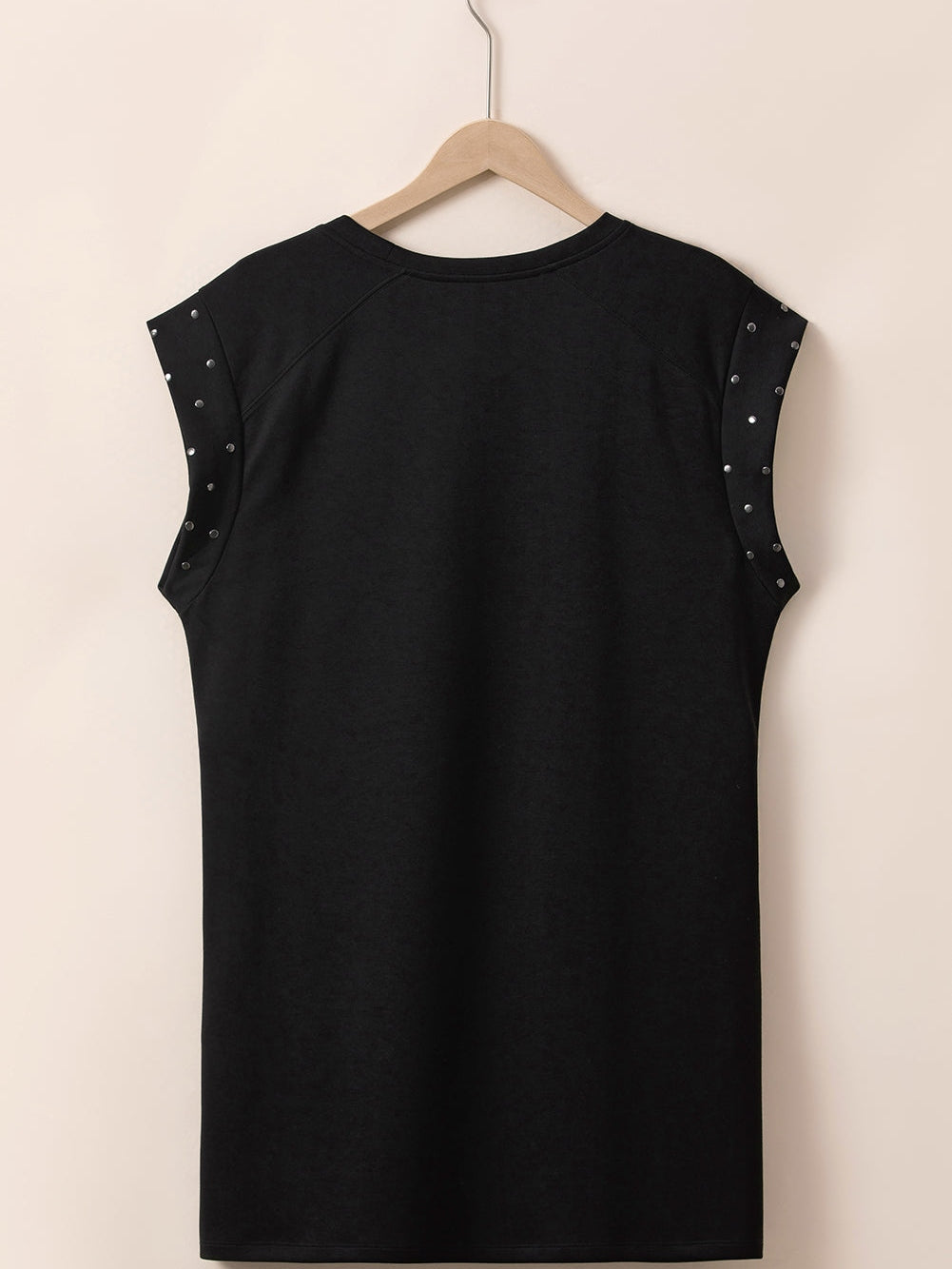 Black Studded Cap Sleeve Plus Size T-shirt Dress