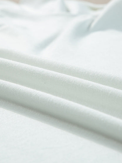 Stylish White Rolled Sleeve Plus Size Tee