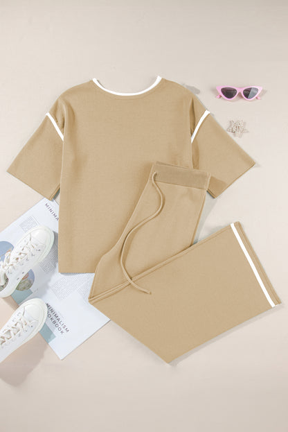 half sleeve top drawstring pant set