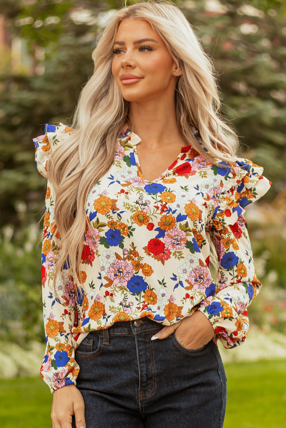 floral long sleeve top