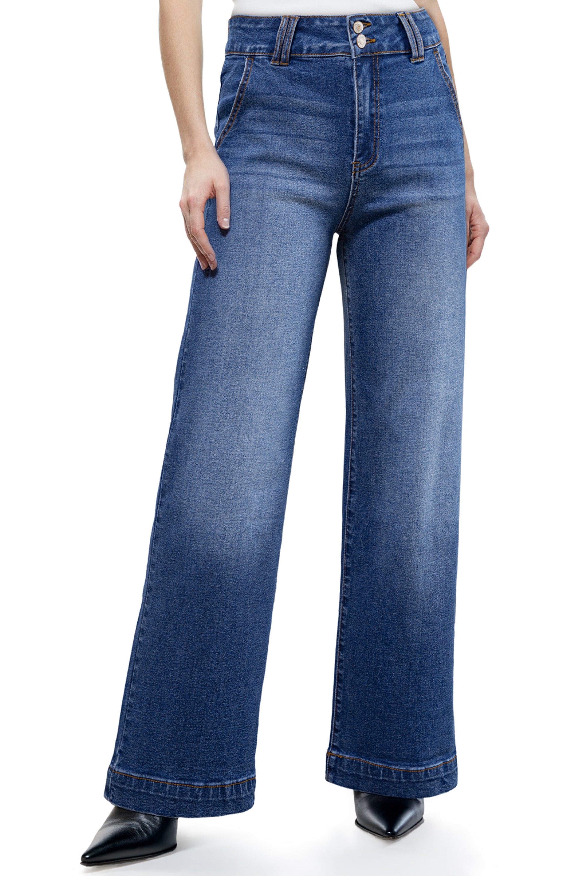 Ashleigh Blue Double Button Zip Fly Straight Leg Jeans